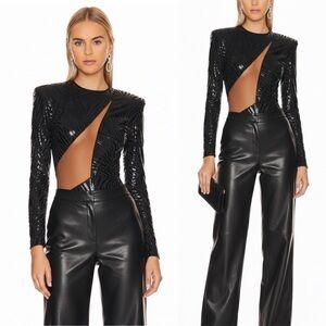 Bronx and Banco Ricky Zebra Bodysuit in Black NWT Size US 4